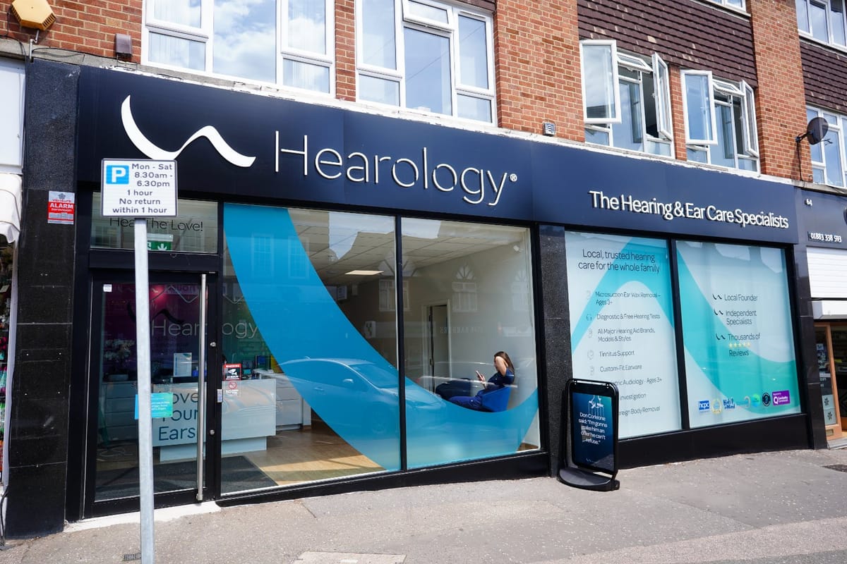 Our frontage on Station Road East, Hearology Oxted