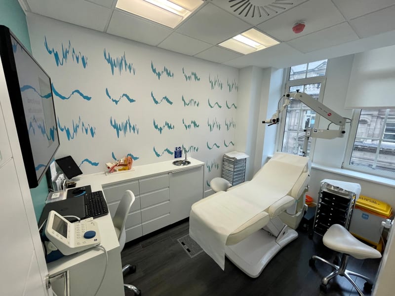 A Hearology treatment room with its ENT-grade suction unit